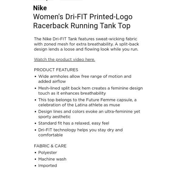 Nike Dri-fit racerback split back logo tank top - Picture 6 of 7
